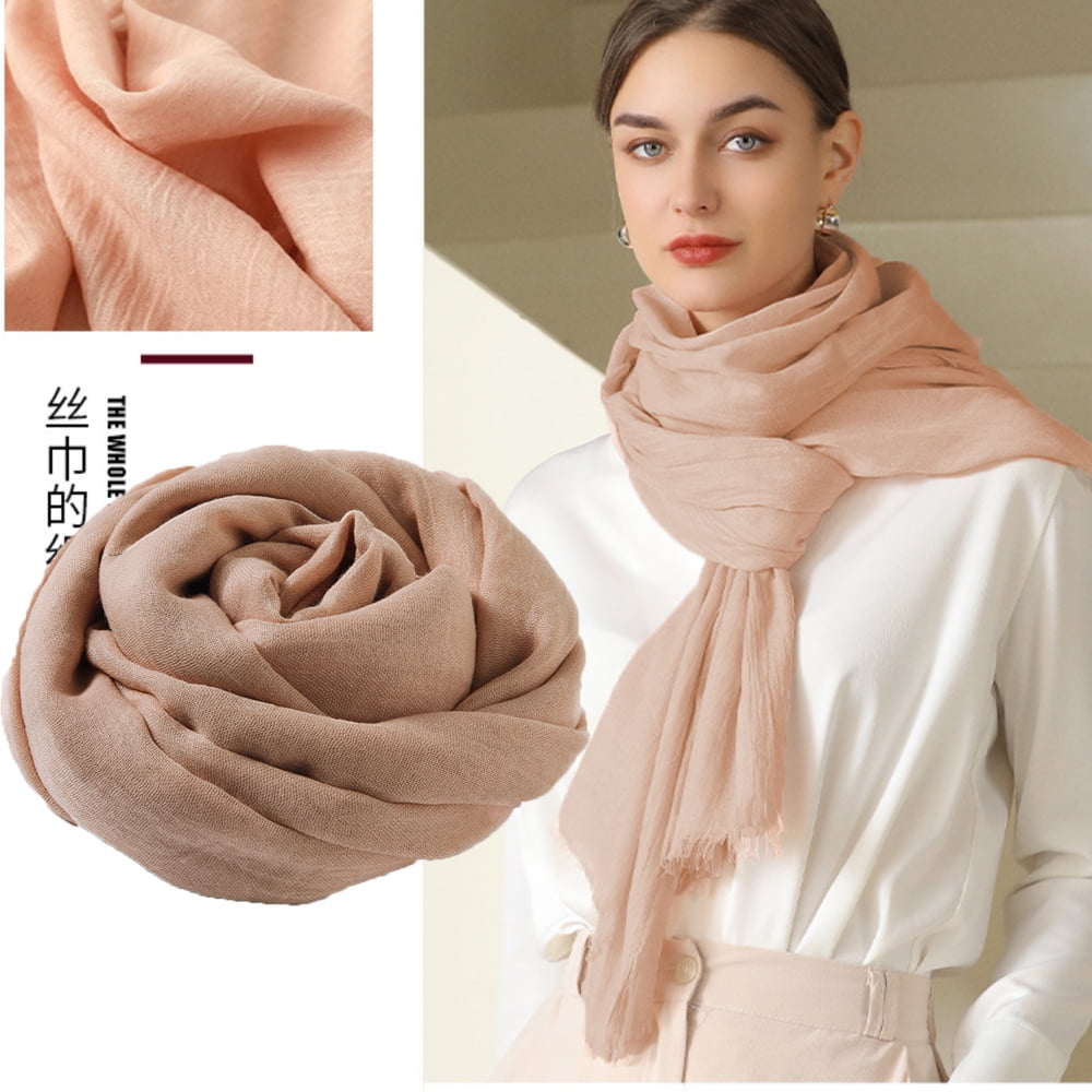 Women Summer Plain Scarfs Large Long Lightweight Linen Beach Gauze