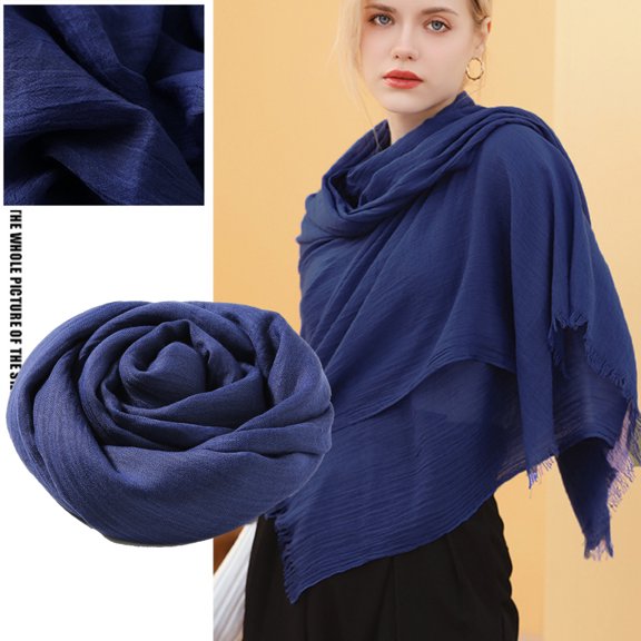 Women Summer Plain Scarfs Large Long Lightweight Linen Beach Gauze Shawl Wrap 77×37 inches