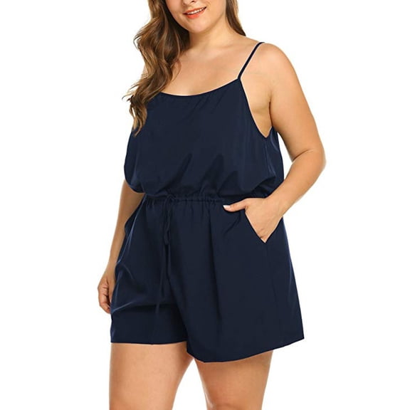 Women Summer Plus Size Solid Sleeveless V Neck Rompers Short Jumpsuits Rompers Womens Utility Jumpsuit Sleeveless Jumpsuit Women Body Suit Pin up Jumpsuit Pretty Women Clothes Lace Jumpsuits for Women