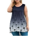 thumbnail image 1 of Women Summer Plus Size Tank Tops Fashion Print Crew Neck Sleeveless Shirts Loose Fit Casual Pleated Tunic Tops, 1 of 4