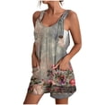 thumbnail image 1 of Women Summer Romper Casual Elegant Floral Print Tank Top Short Jumpsuit with Pocket Zip Back Tie Knot Front Loose Outfits, White, XXL, 1 of 5