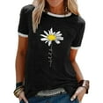 thumbnail image 1 of Women Summer Round Neck Blouses Loose Baggy Tops Daisy Flower Print Short Sleeve Basic Tee T Shirts, 1 of 2