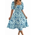 thumbnail image 1 of Women Summer Ruffle Off Shoulder Floral Midi Dress Summer Smocked Beach Flowy Long Dresses L, 1 of 9