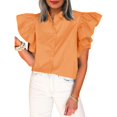 thumbnail image 1 of Women Summer Ruffled Button Down Shirt Short Sleeve, 1 of 3