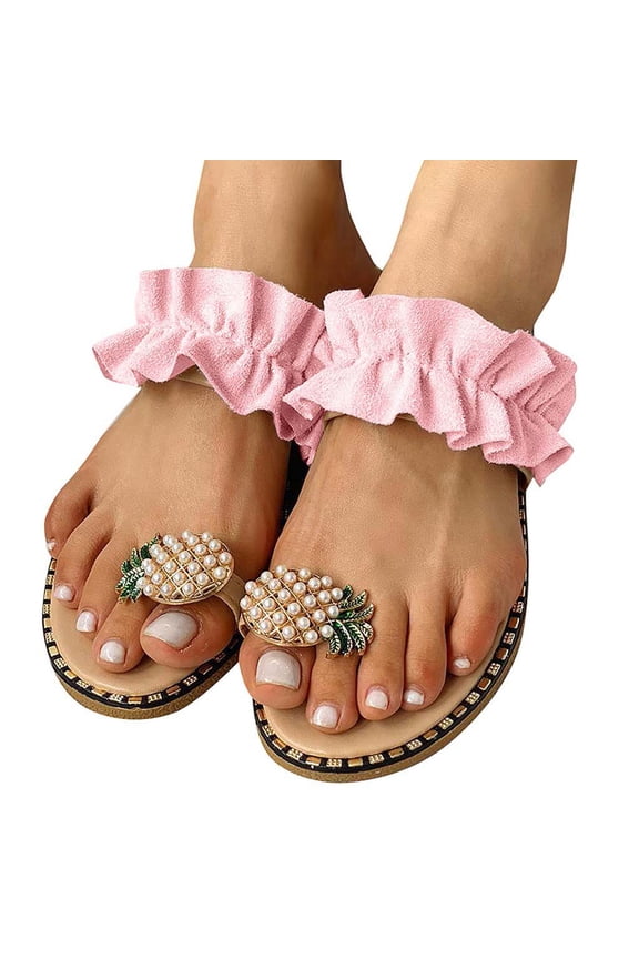 Women Summer Sandals Ladies Pineapple Sandals Clip Toe Flip Flops Boho Casual Slippers Beach Shoes