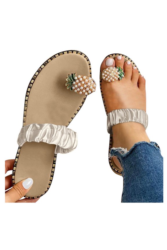Women Summer Sandals Ladies Pineapple Sandals Clip Toe Flip Flops Boho Casual Slippers Beach Shoes
