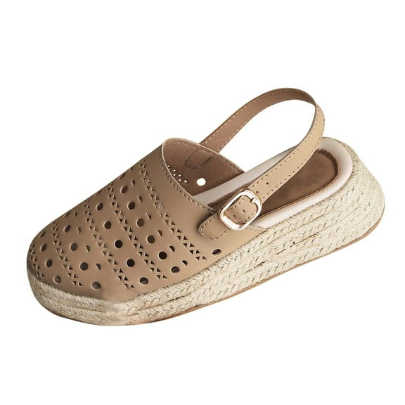 Women Summer Sandals Womens Oofos Flip Flops Sandals for Woman Women's Fashion Casual All-Match Solid Color Hollow Spring And Summer Style Fashionable Thick-Soled Wedge Sandals Yellow