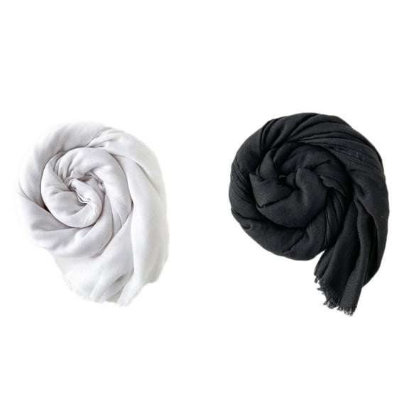 Women Summer Scarfs Large Long Lightweight Linen Beach Gauze Shawl Wrap 71”×31”-2PACK