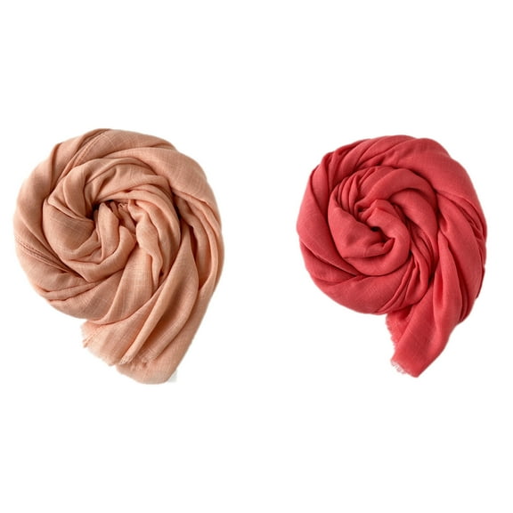 Women Summer Scarfs Large Long Lightweight Linen Beach Gauze Shawl Wrap 71”×31”-2PACK
