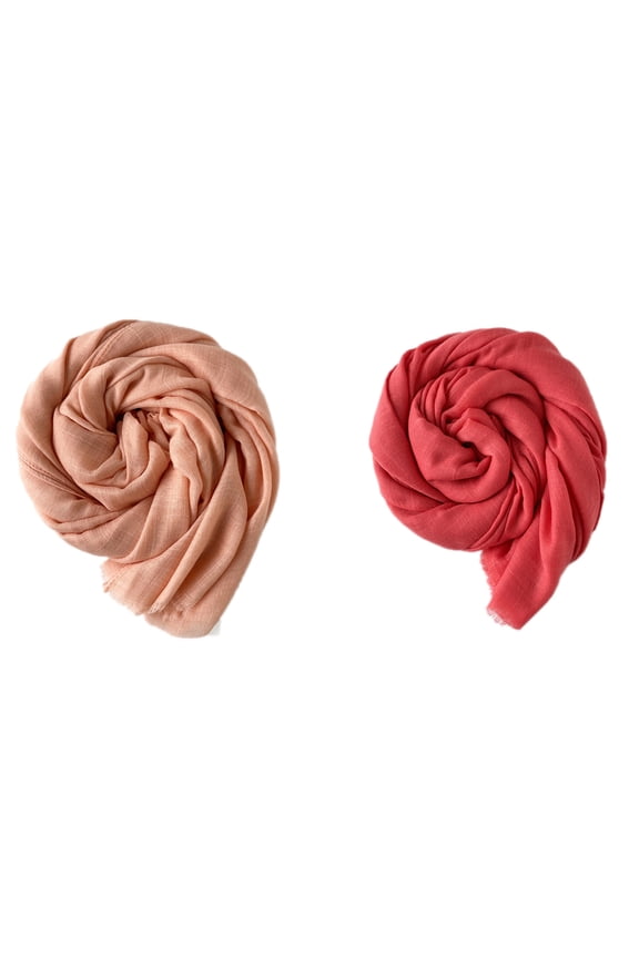 Women Summer Scarfs Large Long Lightweight Linen Beach Gauze Shawl Wrap 71”×31”-2PACK