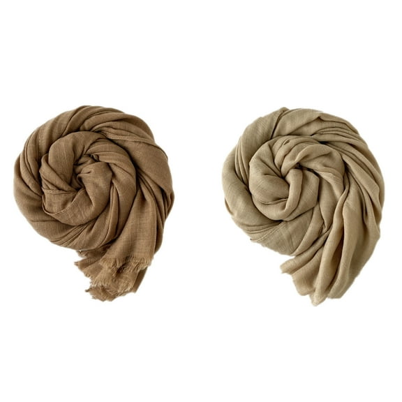 Women Summer Scarfs Large Long Lightweight Linen Beach Gauze Shawl Wrap 71”×31”-2PACK