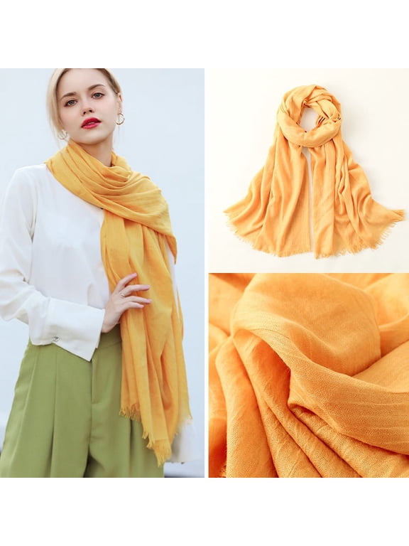 Women Summer Scarfs Lightweight Large Long Gauze Shawl Linen Beach Wrap Plain 75”×43”