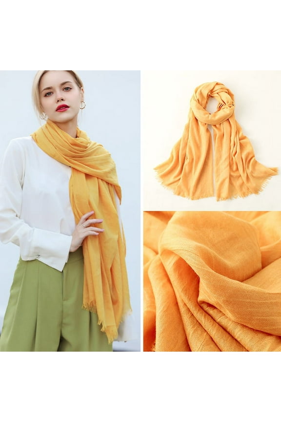 Women Summer Scarfs Lightweight Large Long Gauze Shawl Linen Beach Wrap Plain 75”×43”