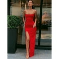 thumbnail image 1 of Women Summer Sexy Bodycon Dress Lady Sexy Spaghetti Strap Sleeve Split Solid Color Sheath Dress Vestidos, 1 of 8