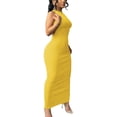 thumbnail image 1 of Women Summer Sexy Bodycon Maxi Dress Casual Long Dresses Yellow 2XL, 1 of 4