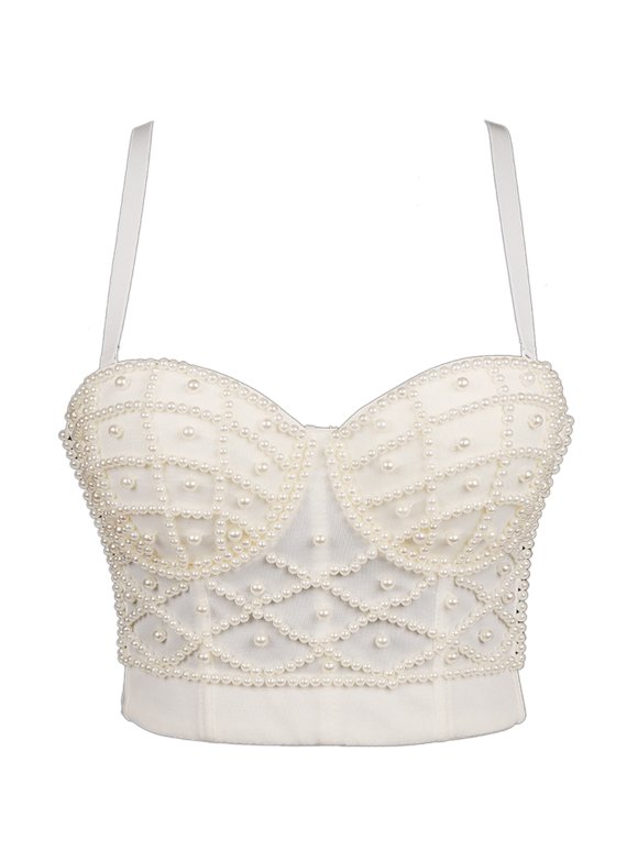 “Marea Sirenique” Beaded Pearl Bra Top main image 1