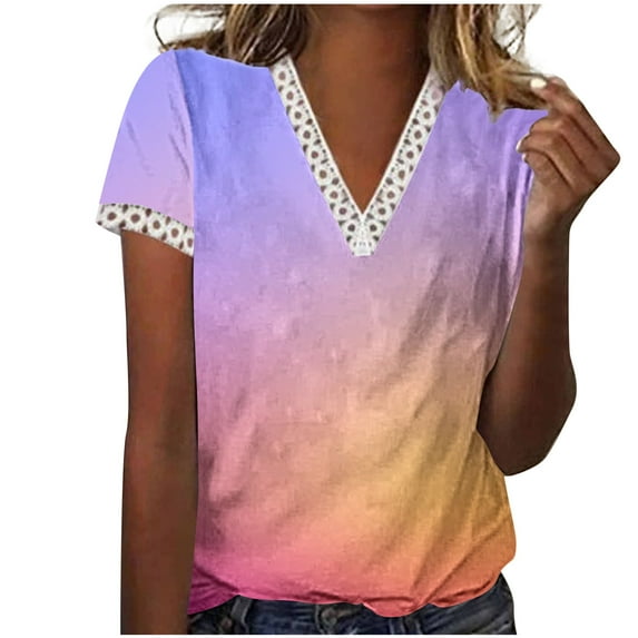 Women Summer Shirt on Sale Womens Clothing Trendy 2025 Womens Tops Trendy Going out Plus Size Short Sleeve V Neck Shirts for Women Fashion Tops for Women Trendy Summer
