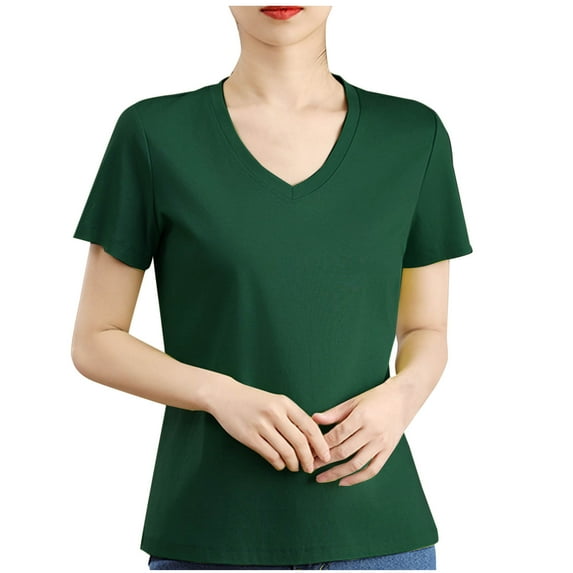 Women Summer Shirts Womens V Neck Shirt Tops for Women Short Sleeve Clearance Womens Clothing