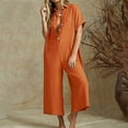 thumbnail image 1 of Women Summer Short Sleeve Button Down Pockets Jumpsuits Rompers Body Suits for Women Long Shoulder Romper Summer Rompers for Women Casual Tropical Jumpsuits for Women Junior Body Suit Womens Long, 1 of 6