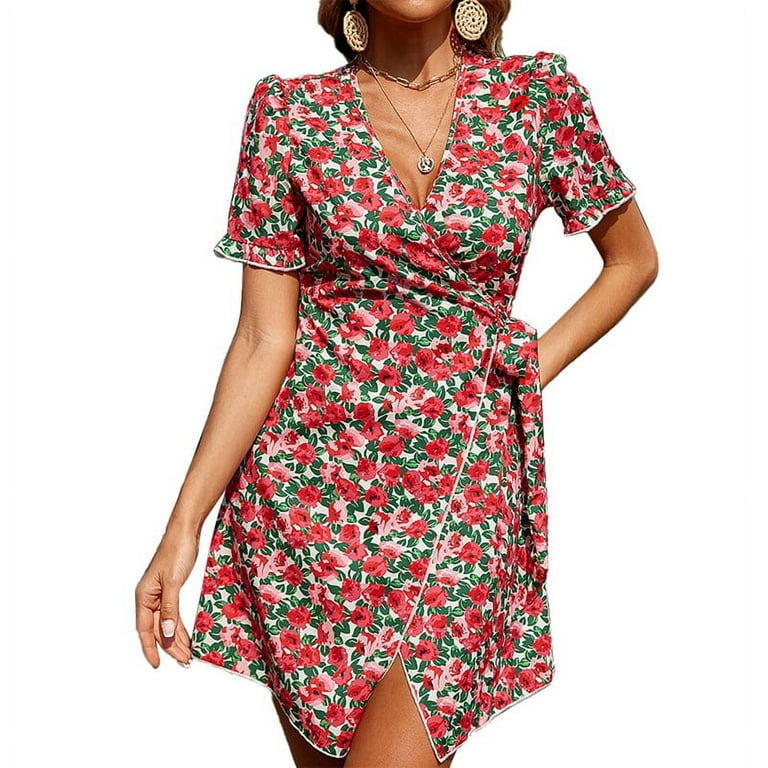 Bohemian Vintage Floral Bandage V Neck Printed Dresses Bohemian Vintage Floral Bandage V Neck Printed Dresses