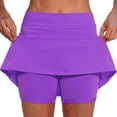 thumbnail image 1 of Women Summer Shorts Summer Solid Running Skort with Hidden Compression Liner and Side Pockets Quick Dry Active Shorts for Women Purple M, 1 of 4