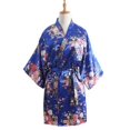 thumbnail image 1 of Women Summer Silk Floral Nightgown Short Kimono Bathrobe Cardigan Robe, 1 of 1