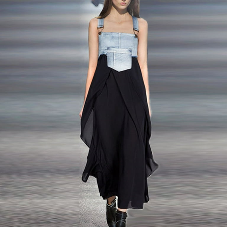 Denim chiffon hotsell maxi dress