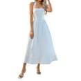 thumbnail image 1 of Women Summer Sleeveless Halter Maxi Dress 2025 Casual Flowy Wedding Guest Cocktail Beach Vacation Dresses White L, 1 of 8
