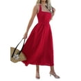thumbnail image 1 of Women Summer Sleeveless Halter Maxi Dress Sundress 2025 Casual Flowy Wedding Guest Cocktail Beach Vacation Dresses Red M, 1 of 8