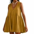 thumbnail image 1 of Women Summer Sleeveless Mini Dress, Casual Loose Sundress with Pocket, Pleated V-Neck Flow Beach Dress for Outdoor Activities and Daily Wear, 1 of 8
