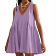 thumbnail image 1 of Women Summer Sleeveless Mini Dress, Casual Loose Sundress with Pocket, Pleated V-Neck Flow Beach Dress for Outdoor Activities and Daily Wear, 1 of 8