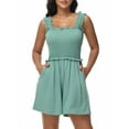thumbnail image 1 of Women Summer Sleeveless Romper Square Collar Ruffle Straps Flowy Short Jumpsuit with Pockets, 1 of 5