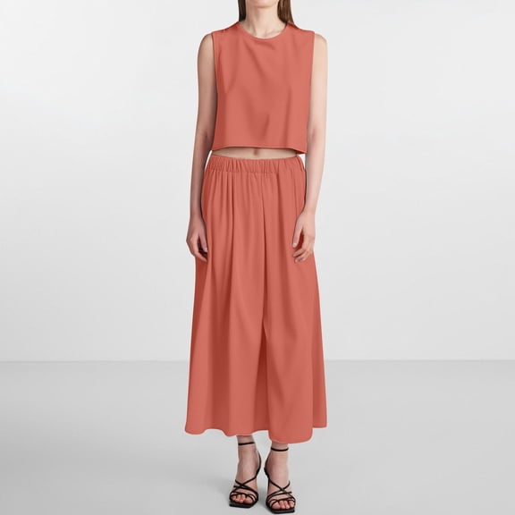 Women Summer Sleeveless Tank O Neck Top Short Button Top Wide Leg Pants Pocket Two Piece Suit Dresses for Grandmother of The Bride on Piece Jumpsuit plus Size Linen Pants Suit Women Women Dressy