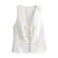 thumbnail image 1 of Women Summer Solid Color Slim Cardigan Bowknot Decoration Fashion Vest Female Outer Wear Vest Tan Fall Jacket for Women Women Fitted Jacket Business Casual Jacket for Women Jacket for Women with, 1 of 5