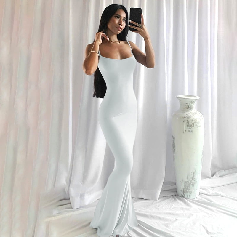 White maxi dress fitted 2025