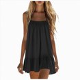 thumbnail image 1 of Women Summer Spaghetti Strap Swing Mini Dress Casual Ruffle Hem Loose Cami Dress, 1 of 6