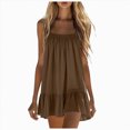 thumbnail image 1 of Women Summer Spaghetti Strap Swing Mini Dress Casual Ruffle Hem Loose Cami Dress, 1 of 7