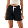 thumbnail image 1 of Women Summer Sports Pants Drawstring Elastic Waist Solid Color Casual Skin Friendly Micro Elastic Loose Shorts Women's Short Gradual Shorts Women Romper Shorts for Women Women's Bike Shorts with, 1 of 4