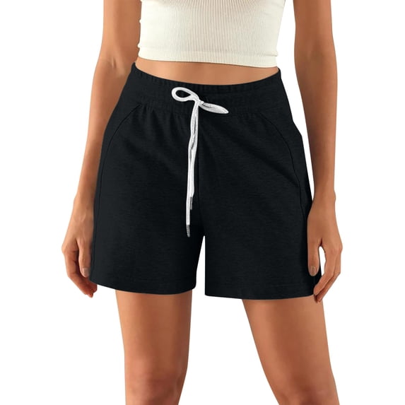 Women Summer Sports Pants Drawstring Elastic Waist Solid Color Casual Skin Friendly Micro Elastic Loose Shorts Women's Short Gradual Shorts Women Romper Shorts for Women Women's Bike Shorts with