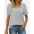 thumbnail image 1 of Women Summer Square Neck Ruffled Tops Short Sleeve Blouse Casual T-Shirt Top, 1 of 5