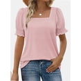 thumbnail image 1 of Women Summer Square Neck Ruffled Tops Short Sleeve Blouse Casual T-Shirt Top, 1 of 5