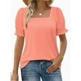 thumbnail image 1 of Women Summer Square Neck Ruffled Tops Short Sleeve Blouse Casual T-Shirt Top, 1 of 5