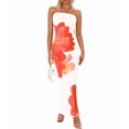 thumbnail image 1 of Women Summer Strapless Maxi Dress Bodycon Floral Long Wedding Guest Dress Formal Cocktail Dresses Orange-Red L, 1 of 9