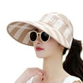thumbnail image 1 of Women Summer Sun Hat Anti-UV Long Brim Protect Face Striped Print Breathable Sunscreen Adjustable Sweat Absorption Band Vacation Sun Hat Women Headwear, 1 of 7