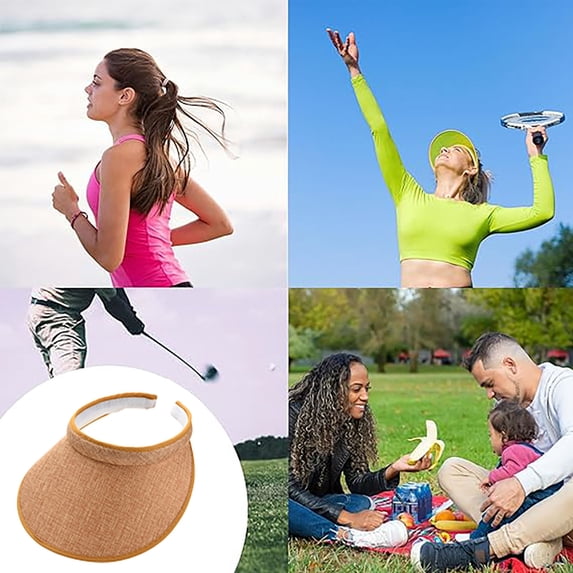 Clip On Sun Visor Hat for Women Men, Wide Brim Sunshade Cap with Hair Clip, Outdoor Sun Protection Visor for Running Cycling Fishing Sports and Beach, Lightweight & Breathable Summer Sun Hat