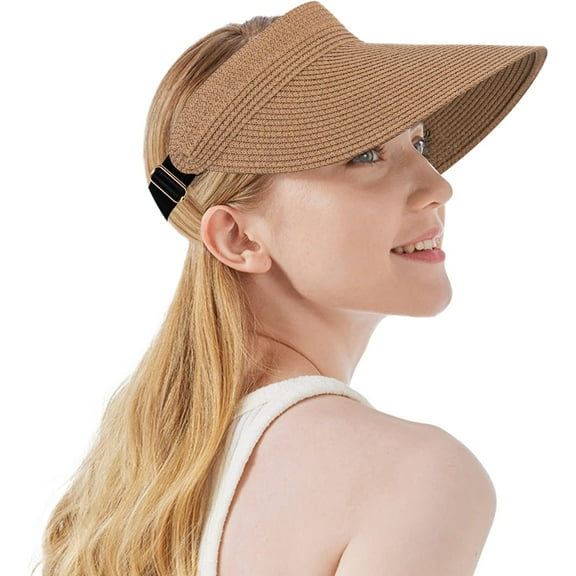 Women Summer Sun Hat Lady's Portable Beach Visor Bowknot Straw Hat