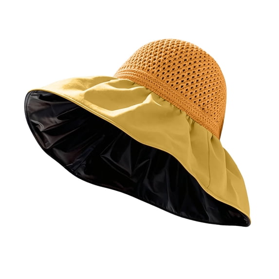 Women Summer Sun Hat UPF 50+ Wide Brim, Breathable Mesh Foldable Packable Lightweight Quick Dry Outdoor Cap Adjustable Chin Strap Beach Pool Travel Hiking Gardening Floppy Hat