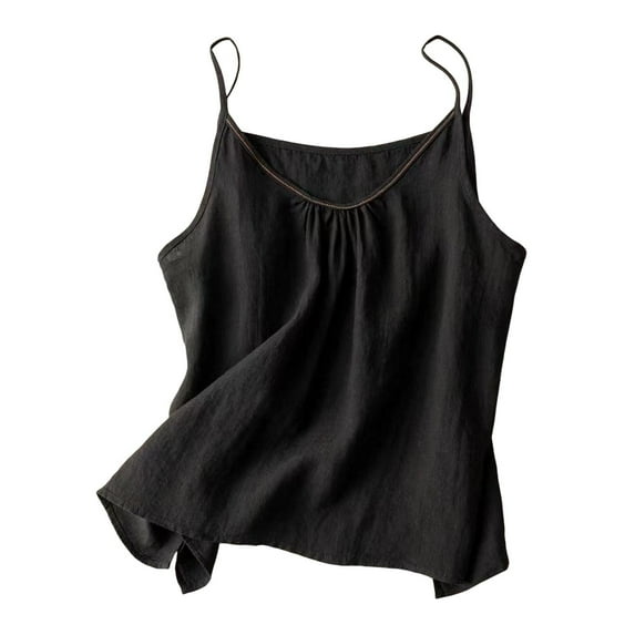 Women Summer Suspenders Vest Linen Solid Color Breathable Literary Retro Outdoor Wear