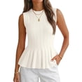 thumbnail image 1 of Women Summer Sweater Vest Slim Fit Ribbed Knit Round Neck Shirt, 1 of 4