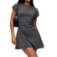 thumbnail image 1 of Women Summer T Shirt Dress Casual Cap Sleeve Loose Shift Mini Dresses Dark Gray XL, 1 of 7
